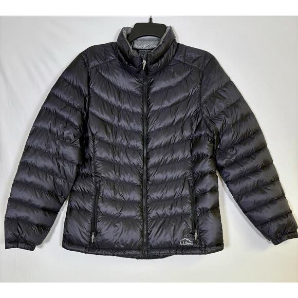 LL Bean Women’s Petite M Ultralight 850 Down Jacket Black Quilted Pertex DownTek - Picture 1 of 15